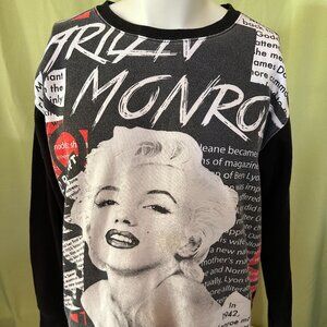 Marilyn Monroe Women's Black Crewneck Sweater Size Large Cotton Poly